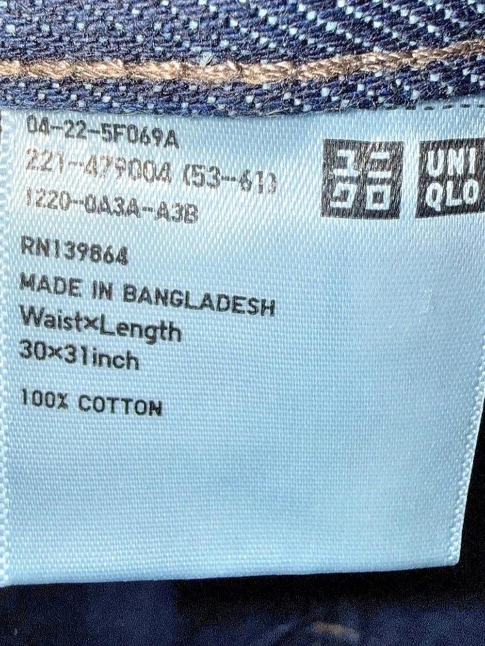 JW Anderson x Uniqlo Straight Leg Jeans in Dark Blue Size 30 - Picture 6 of 8